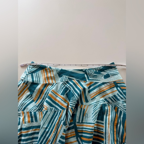 Anthropologie-Odille-Teal-Blue-Orange-Coss Hatch Pattern-A Line-Size 6 - Picture 9 of 9